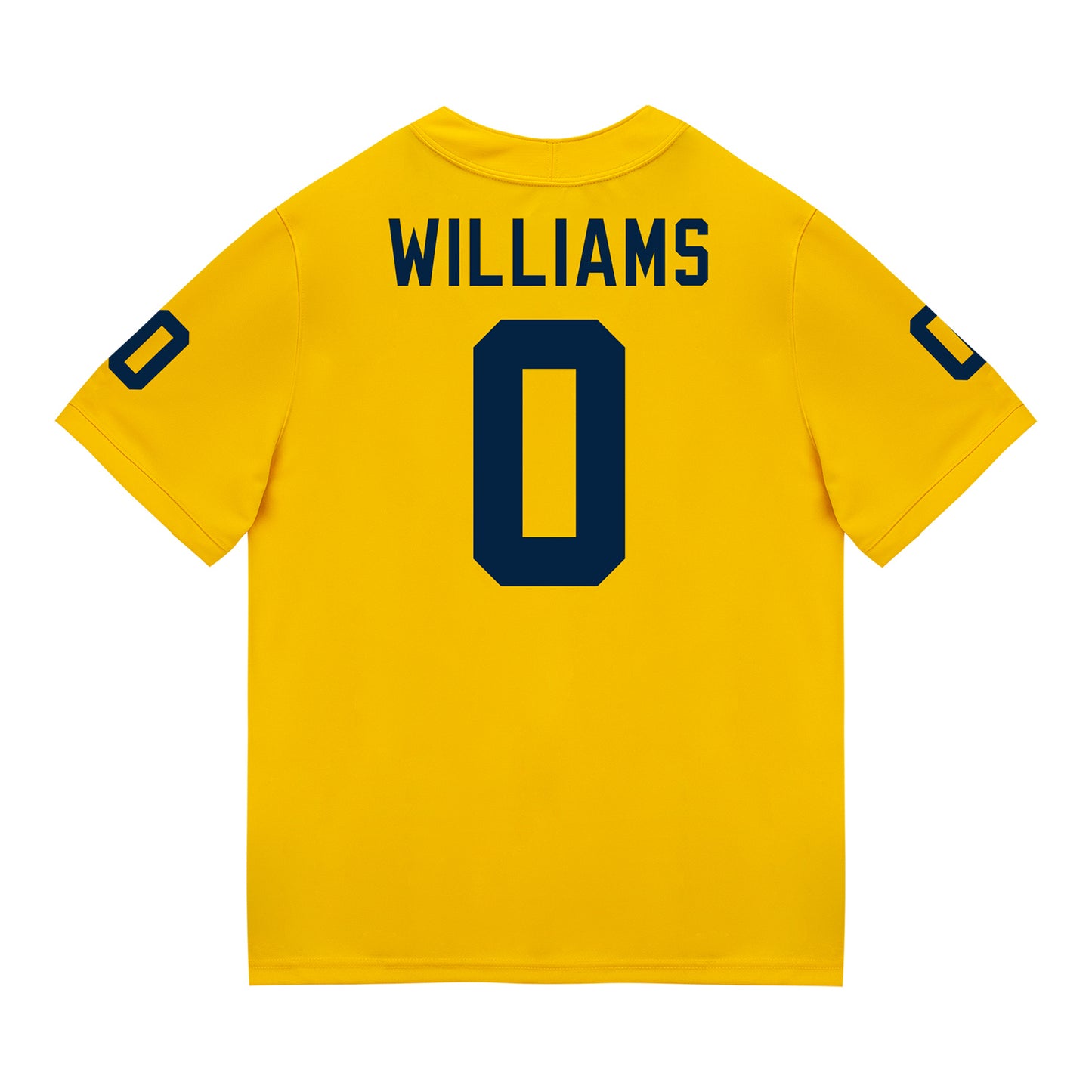 Michigan Wolverines #0 Tre Williams Student Athlete Maize Football Jersey - Back View