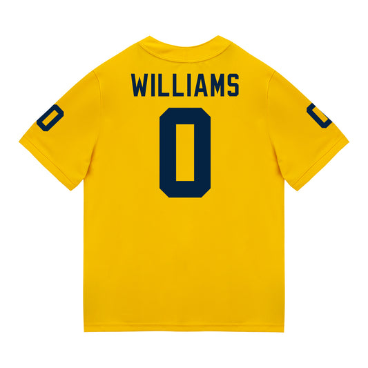 Michigan Wolverines #0 Tre Williams Student Athlete Maize Football Jersey - Back View