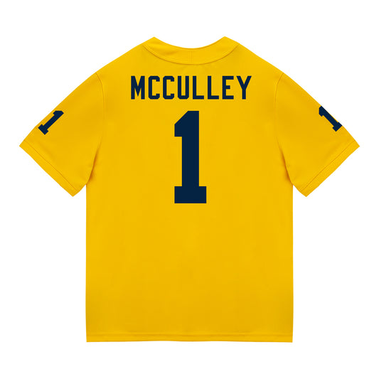 Michigan Wolverines #1 Donaven McCulley Student Athlete Maize Football Jersey - Front View