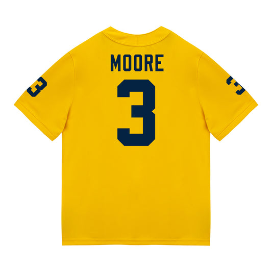 Michigan Wolverines #3 Fredrick Moore Student Athlete Maize Football Jersey -  Back View