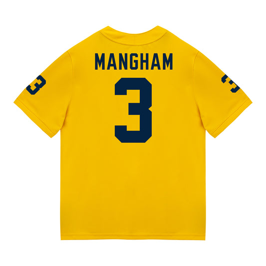 Michigan Wolverines #3 Jaden Mangham Student Athlete Maize Football Jersey - Back View