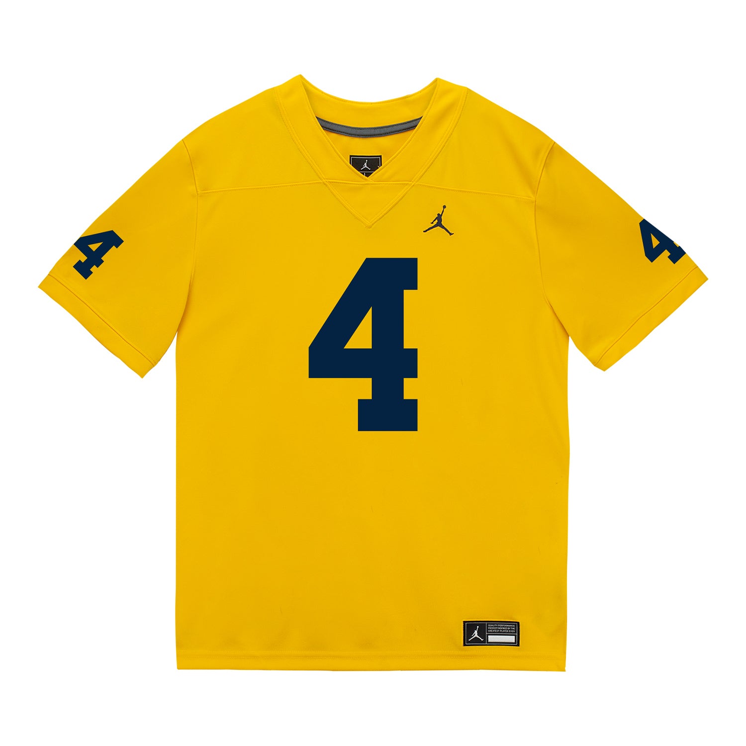 Michigan Wolverines #4 TJ Guy Student Athlete Maize Football Jersey - Front View