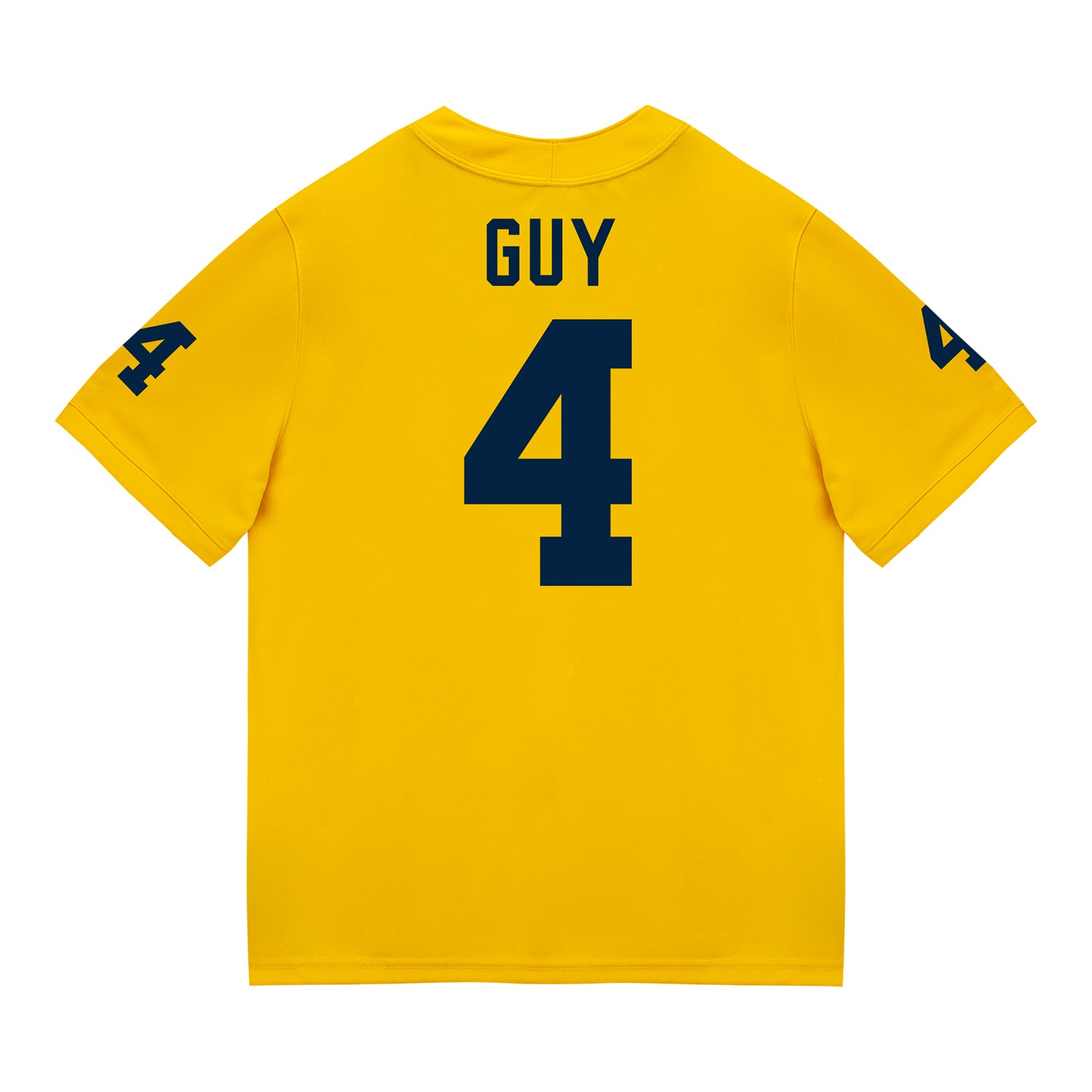 Michigan Wolverines #4 TJ Guy Student Athlete Maize Football Jersey - Back View