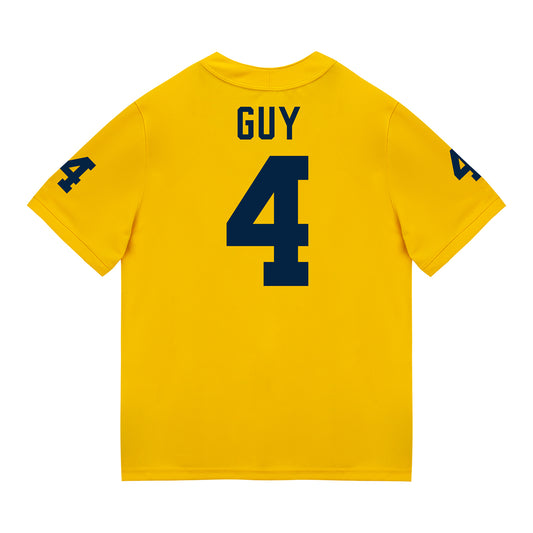 Michigan Wolverines #4 TJ Guy Student Athlete Maize Football Jersey - Back View