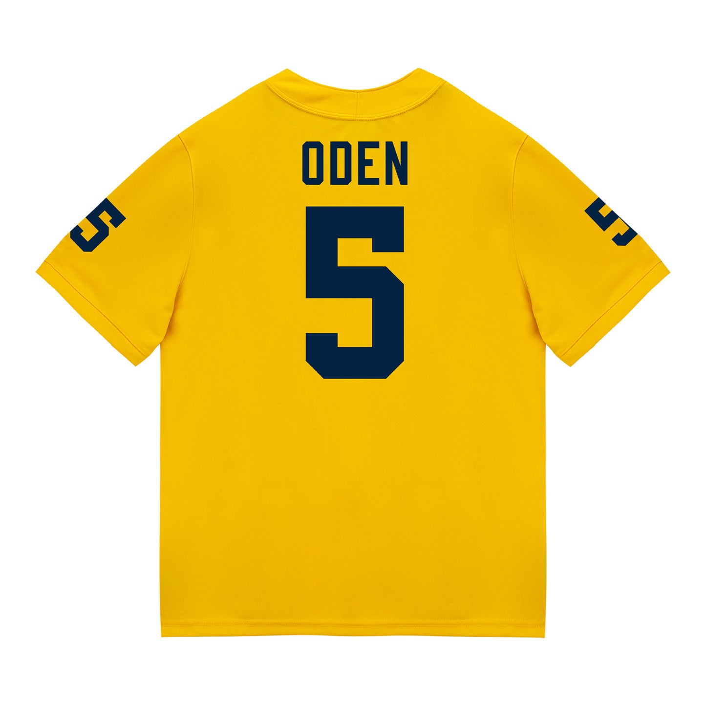Michigan Wolverines #5 Jacob Oden Student Athlete Maize Football Jersey - Back View