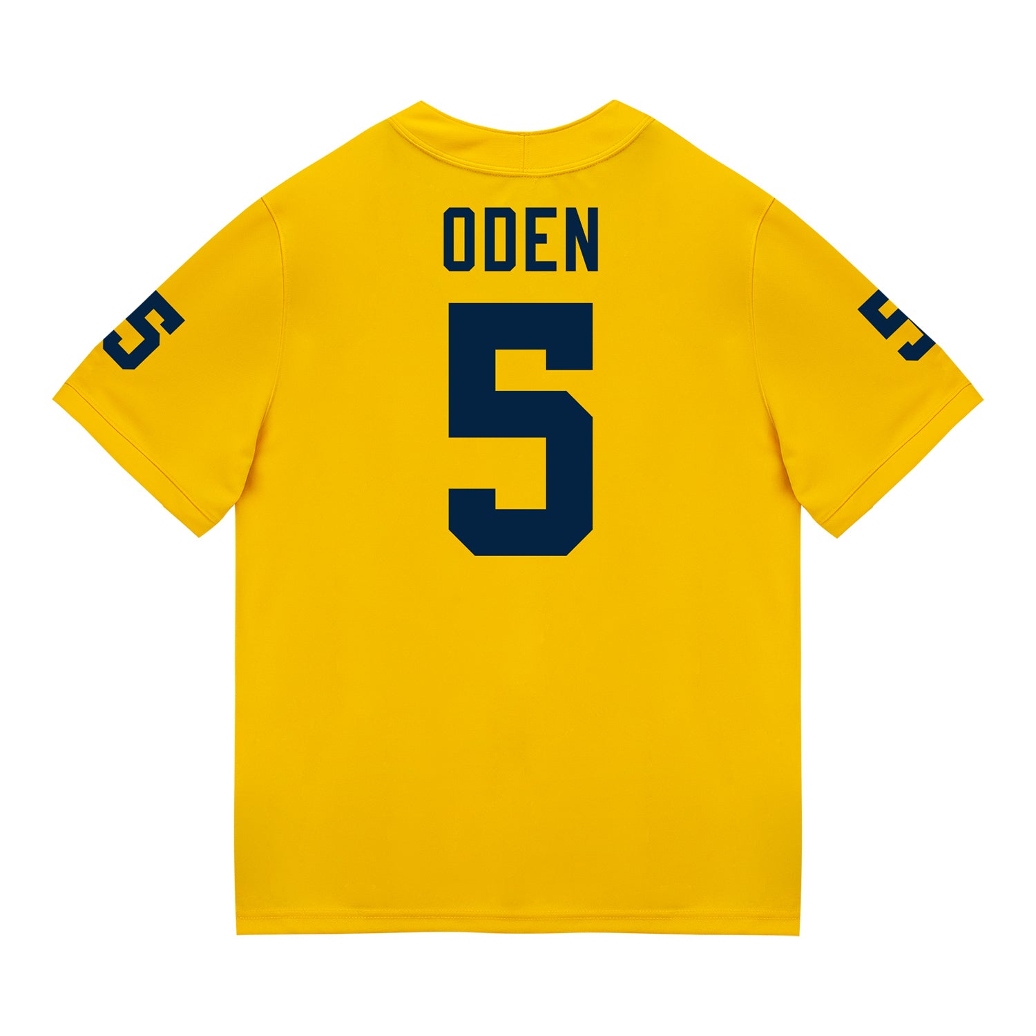 Michigan Wolverines #5 Jacob Oden Student Athlete Maize Football Jersey - Back View