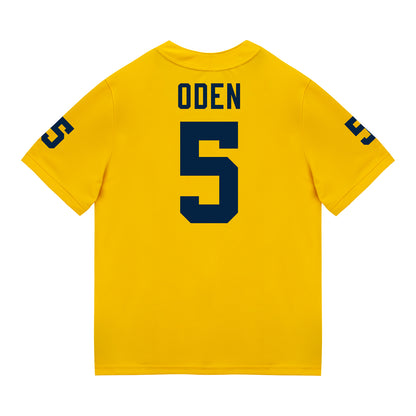 Michigan Wolverines #5 Jacob Oden Student Athlete Maize Football Jersey - Back View