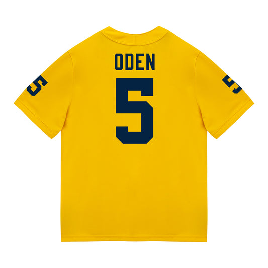 Michigan Wolverines #5 Jacob Oden Student Athlete Maize Football Jersey - Back View
