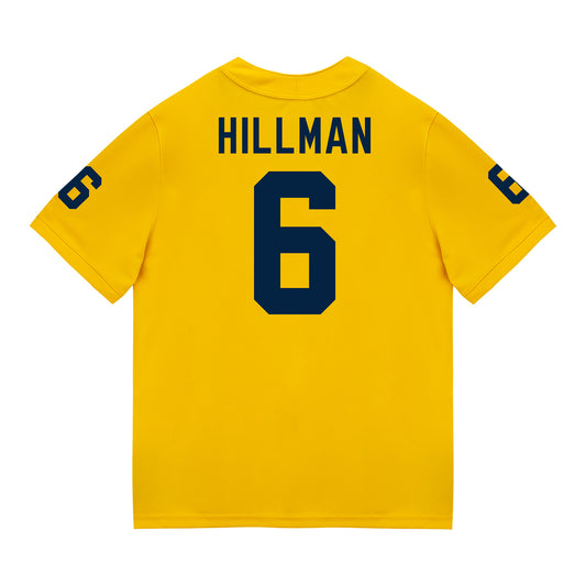 Michigan Wolverines #6 Brandyn Hillman Student Athlete Maize Football Jersey - Back View