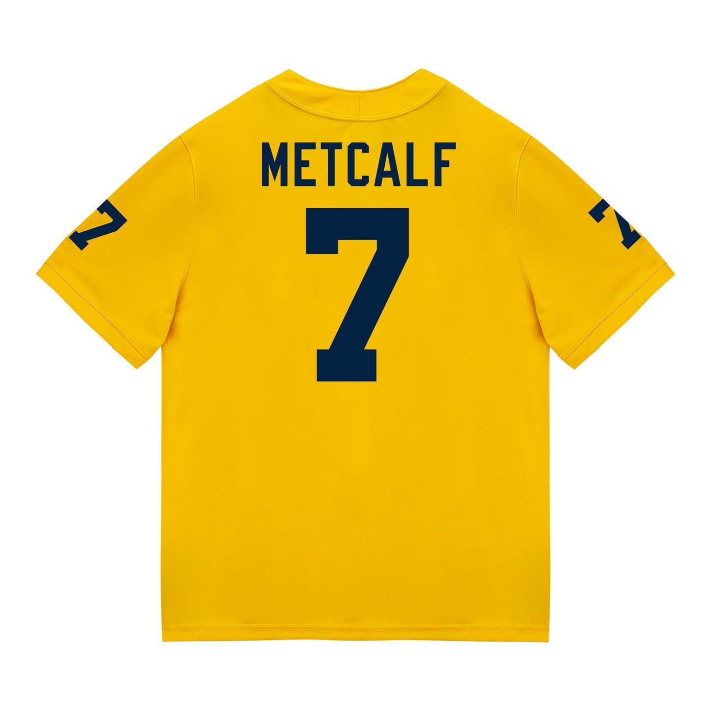 Michigan Wolverines #7 TJ Metcalf Student Athlete Maize Football Jersey - Back View