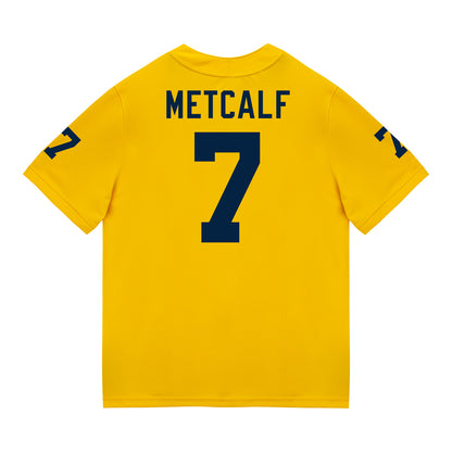 Michigan Wolverines #7 TJ Metcalf Student Athlete Maize Football Jersey - Back View