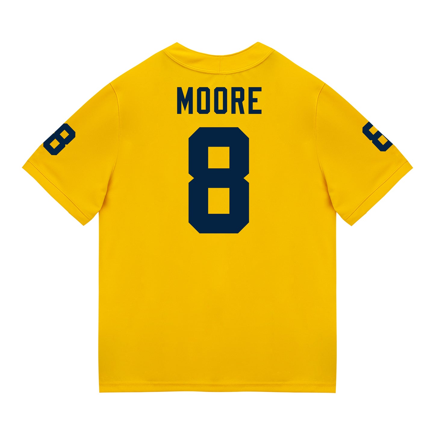 Michigan Wolverines #8 Derrick Moore Student Athlete Maize Football Jersey - Back View