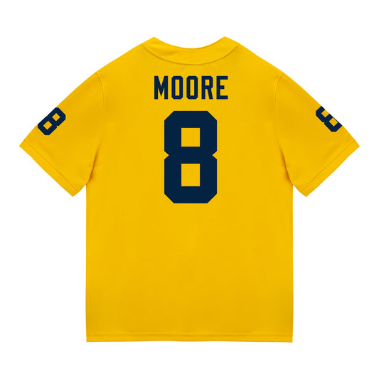 Michigan Wolverines #8 Derrick Moore Student Athlete Maize Football Jersey - Back View