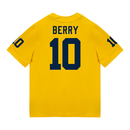 Michigan Wolverines #10 Zeke Berry Student Athlete Maize Football Jersey - Back View