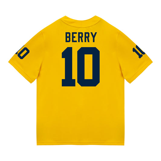 Michigan Wolverines #10 Zeke Berry Student Athlete Maize Football Jersey - Back View