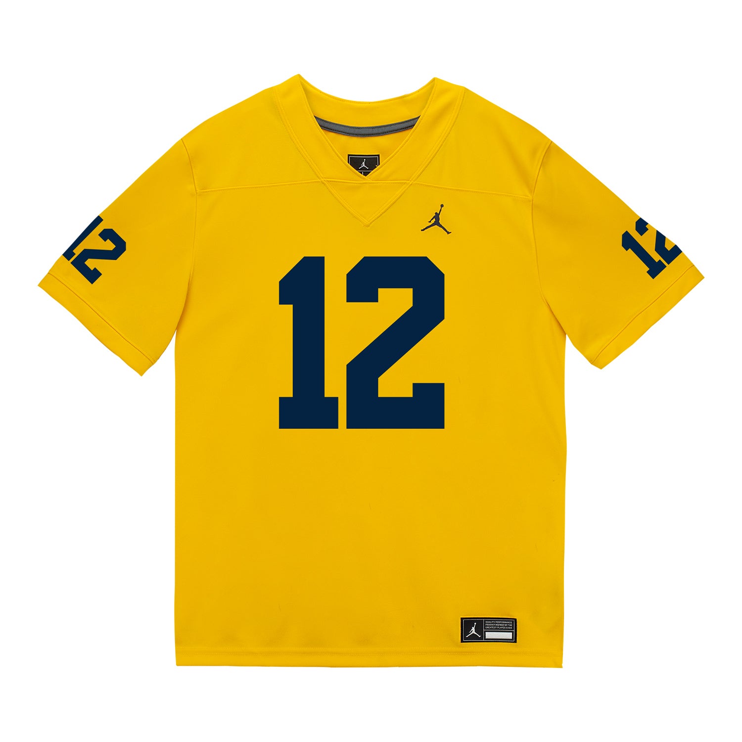 Michigan Wolverines #12 Nathaniel Owusu-Boateng Student Athlete Maize Football Jersey -  Front View