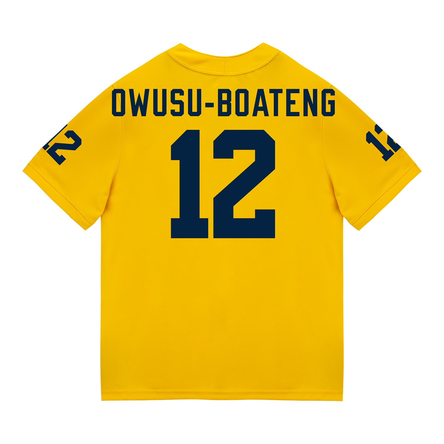 Michigan Wolverines #12 Nathaniel Owusu-Boateng Student Athlete Maize Football Jersey -  Back View