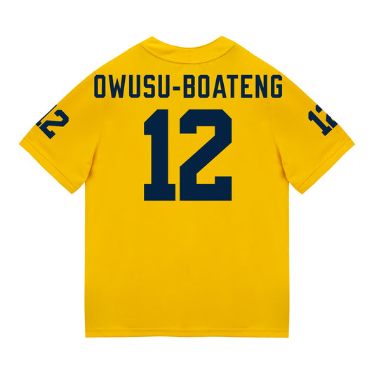 Michigan Wolverines #12 Nathaniel Owusu-Boateng Student Athlete Maize Football Jersey -  Back View