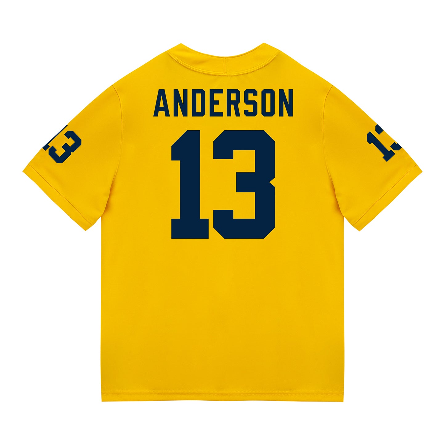 Michigan Wolverines #13 Caleb Anderson Student Athlete Maize Football Jersey - Back View