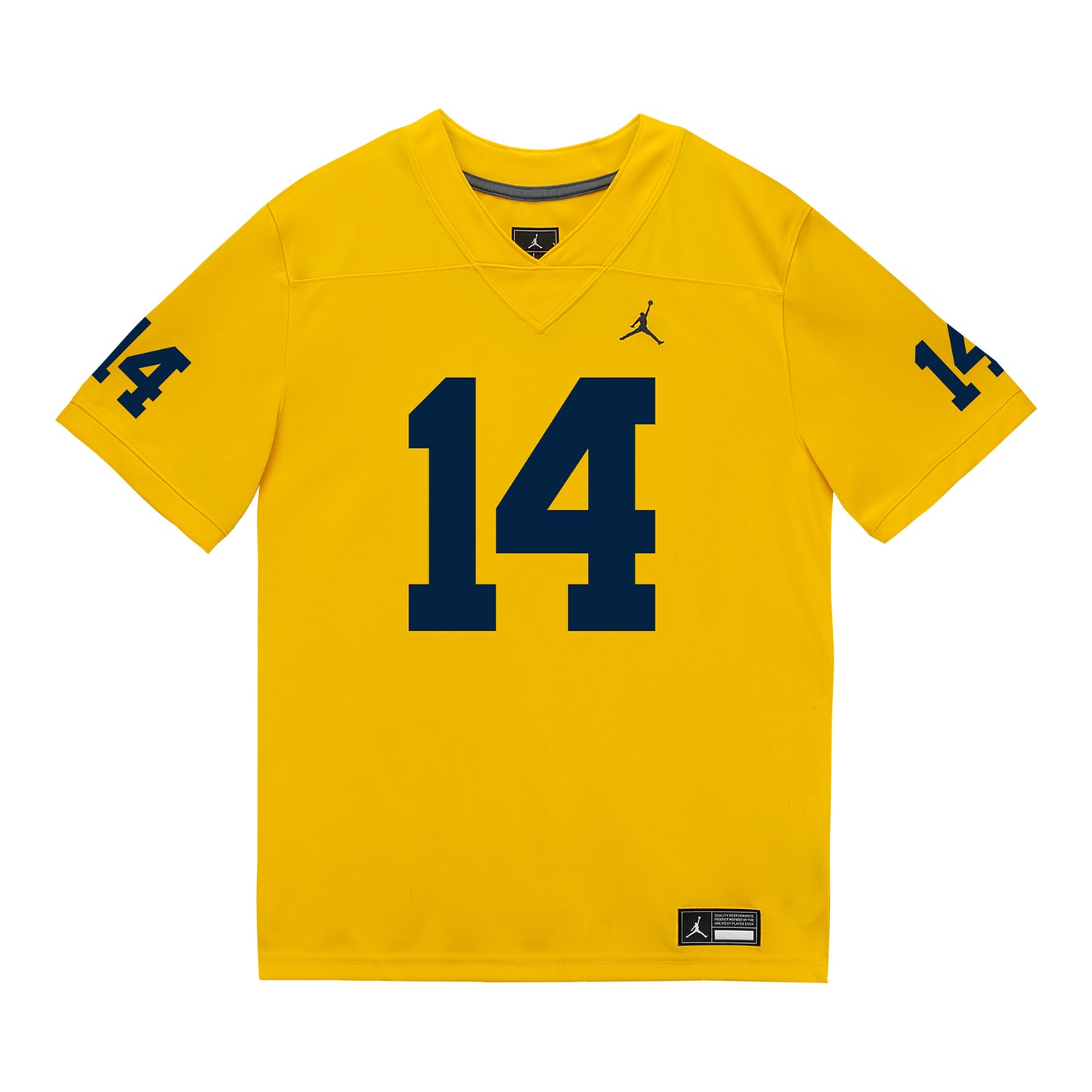 Michigan Wolverines #14 Jordan Young Student Athlete Maize Football Jersey - Front View