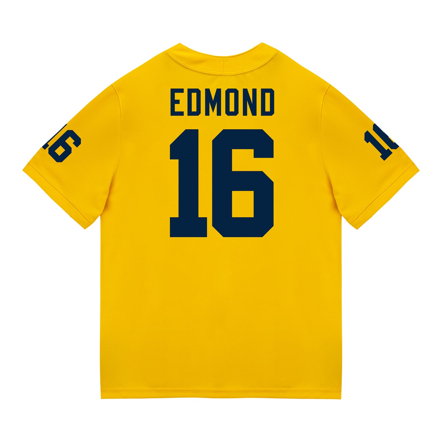 Michigan Wolverines #16 Jo'Ziah Edmond Student Athlete Maize Football Jersey - Back View