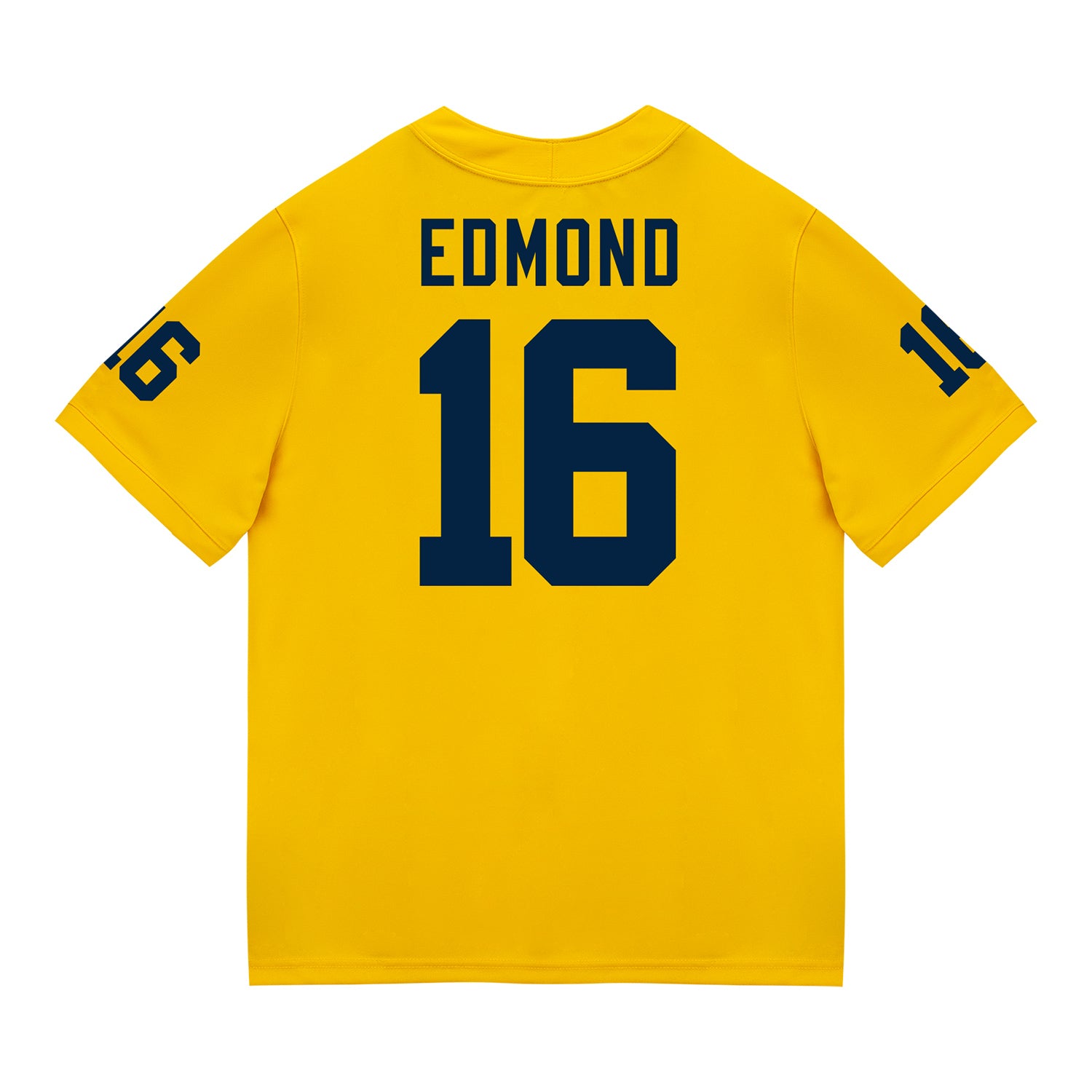 Michigan Wolverines #16 Jo'Ziah Edmond Student Athlete Maize Football Jersey - Back View