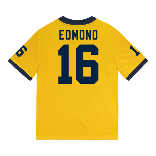 Michigan Wolverines #16 Jo'Ziah Edmond Student Athlete Maize Football Jersey - Back View