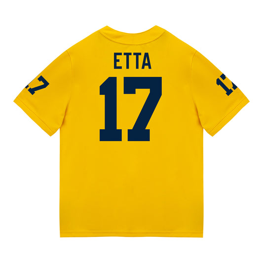 Michigan Wolverines #17 Enow Etta Student Athlete Maize Football Jersey - Back View