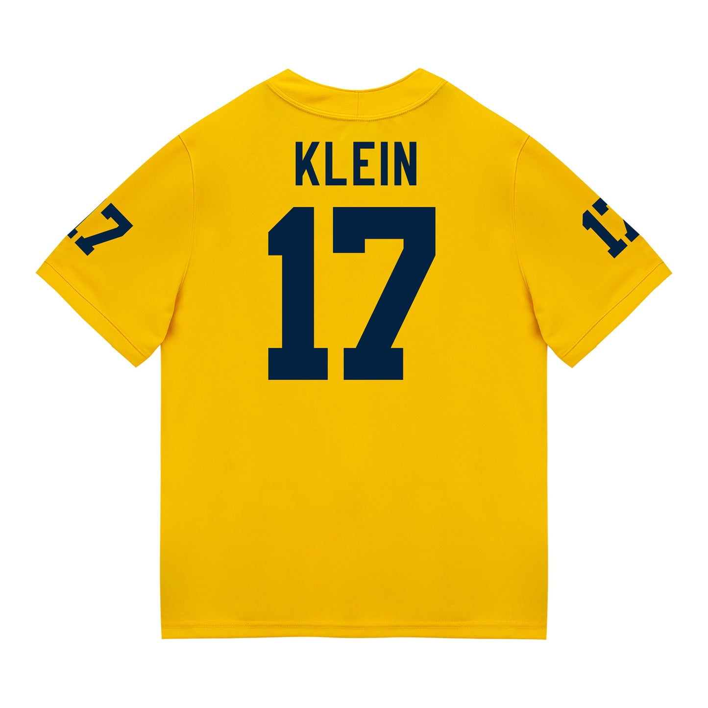 Michigan Wolverines #17 Marlin Klein Student Athlete Maize Football Jersey - Back View
