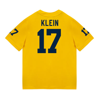 Michigan Wolverines #17 Marlin Klein Student Athlete Maize Football Jersey - Back View