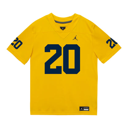 Michigan Wolverines #20 Jyaire Hill Student Athlete Maize Football Jersey - Front View