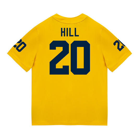 Michigan Wolverines #20 Jyaire Hill Student Athlete Maize Football Jersey - Back View