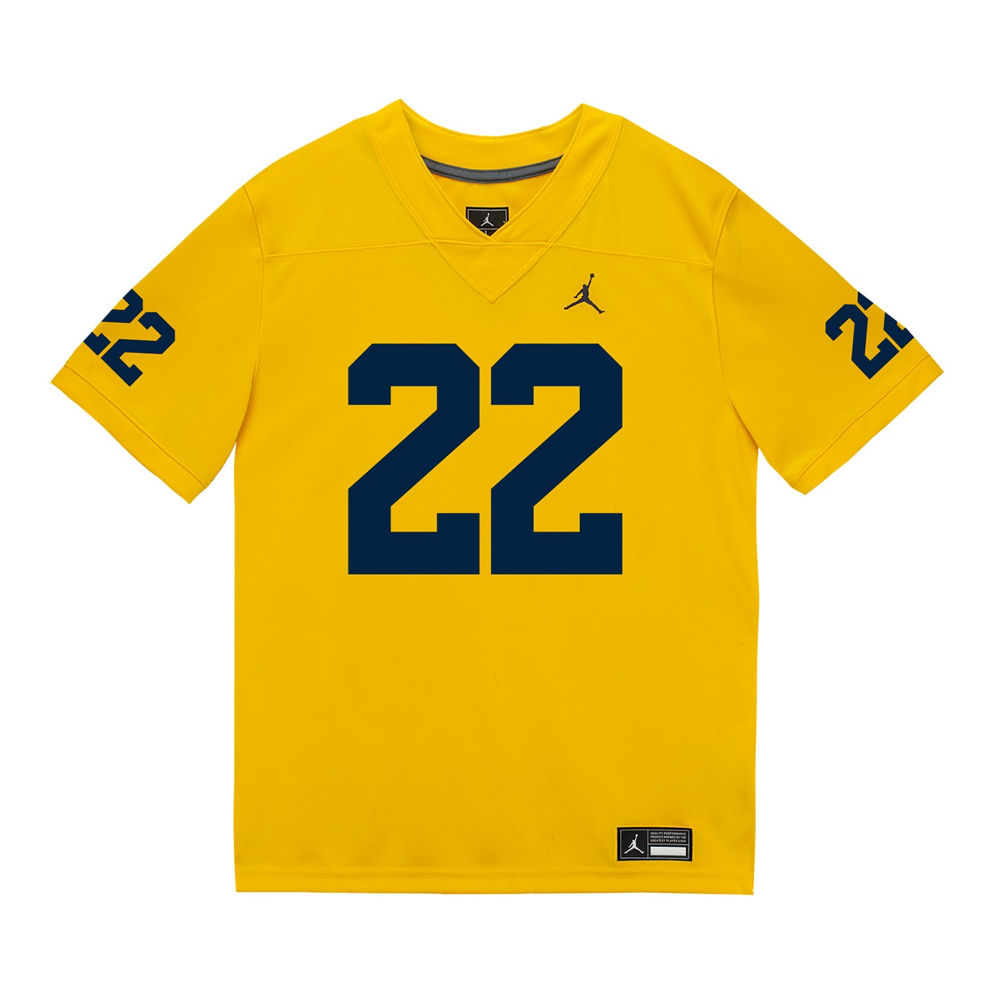 Michigan Wolverines #22 Elijah Dotson Student Athlete Maize Football Jersey - Front View