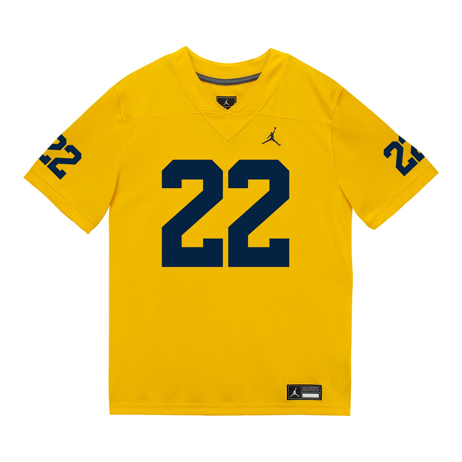 Michigan Wolverines #22 Elijah Dotson Student Athlete Maize Football Jersey - Front View