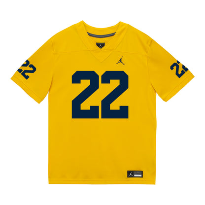 Michigan Wolverines #22 Elijah Dotson Student Athlete Maize Football Jersey - Front View