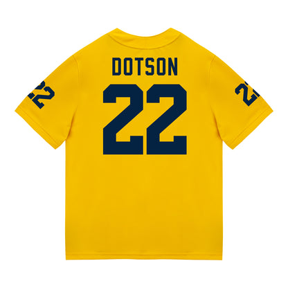 Michigan Wolverines #22 Elijah Dotson Student Athlete Maize Football Jersey - Back View