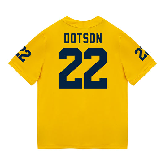 Michigan Wolverines #22 Elijah Dotson Student Athlete Maize Football Jersey - Back View