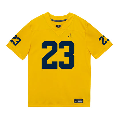 Michigan Wolverines #23 Cole Sullivan Student Athlete Maize Football Jersey - Front View