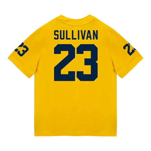 Michigan Wolverines #23 Cole Sullivan Student Athlete Maize Football Jersey - Back View