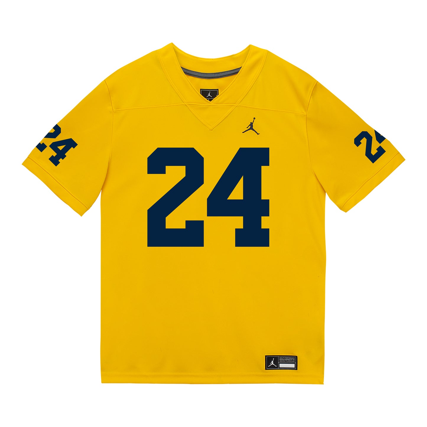 Michigan Wolverines #24 Tevis Metcalf Student Athlete Maize Football Jersey - Front View
