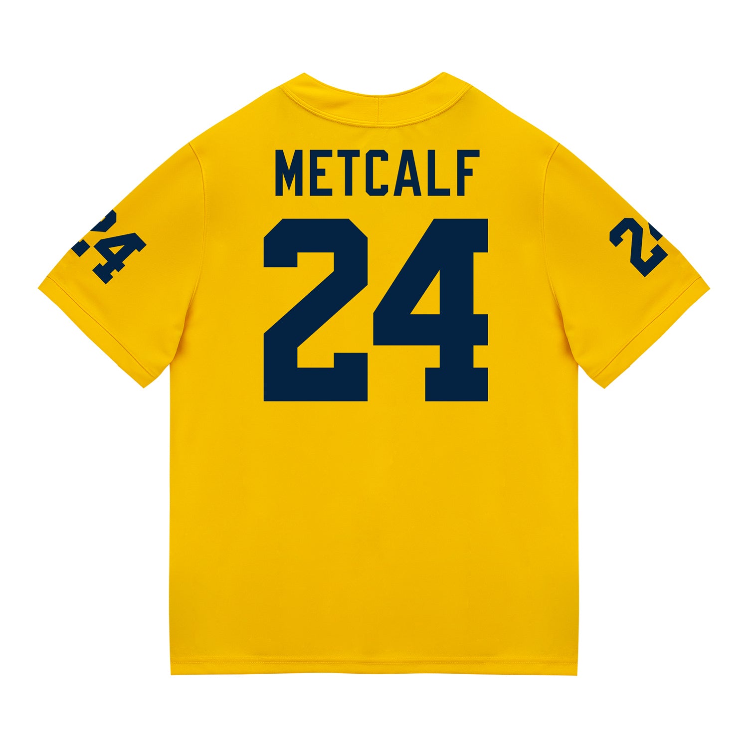 Michigan Wolverines #24 Tevis Metcalf Student Athlete Maize Football Jersey - Back View