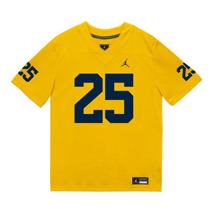 Michigan Wolverines #25 Mason Curtis Student Athlete Maize Football Jersey - Front View