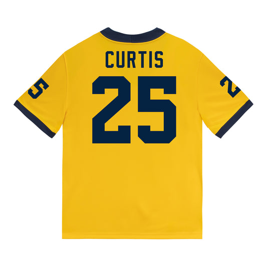 Michigan Wolverines #25 Mason Curtis Student Athlete Maize Football Jersey - Back View