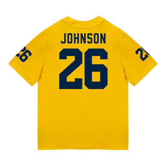 Michigan Wolverines #26 Donovan Johnson Student Athlete Maize Football Jersey - Back View