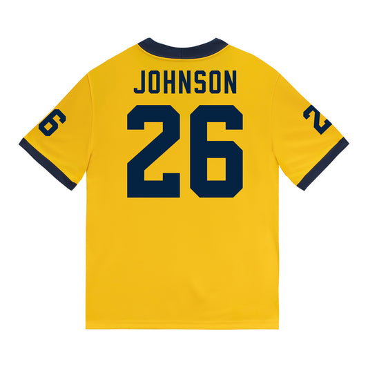 Michigan Wolverines #26 Donovan Johnson Student Athlete Maize Football Jersey - Back View
