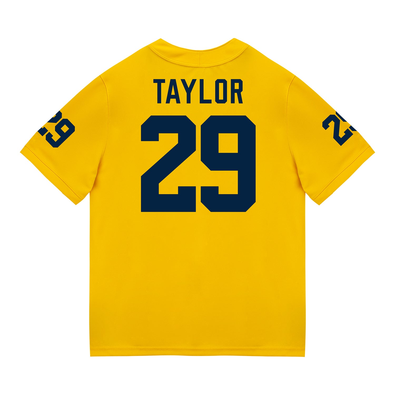 Michigan Wolverines #29 Chase Taylor Student Athlete Maize Football Jersey - Back View
