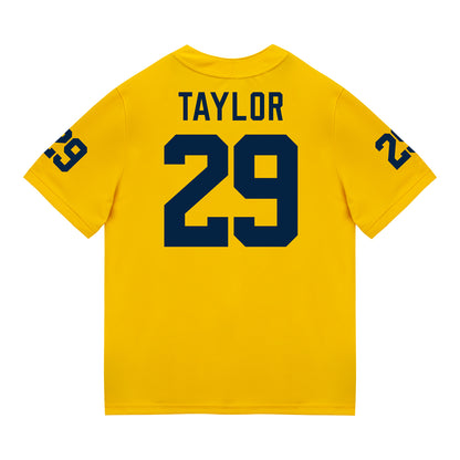 Michigan Wolverines #29 Chase Taylor Student Athlete Maize Football Jersey - Back View