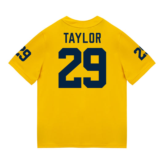 Michigan Wolverines #29 Chase Taylor Student Athlete Maize Football Jersey - Back View