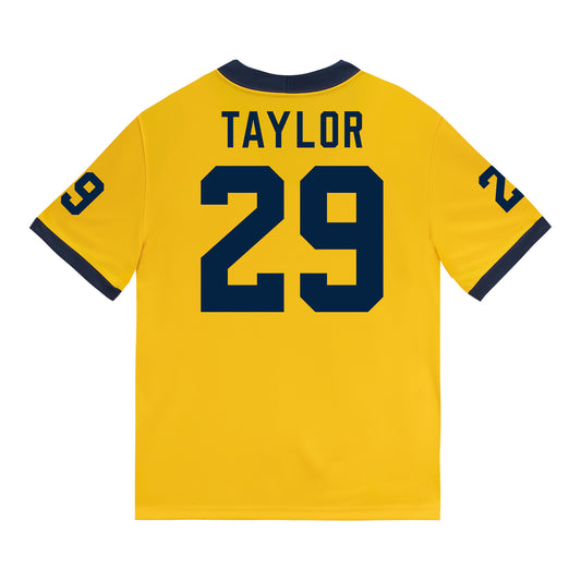 Michigan Wolverines #29 Chase Taylor Student Athlete Maize Football Jersey - Back View