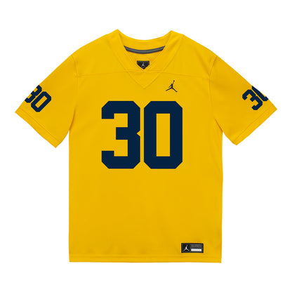 Michigan Wolverines #30 Jimmy Rolder Student Athlete Maize Football Jersey - Front View